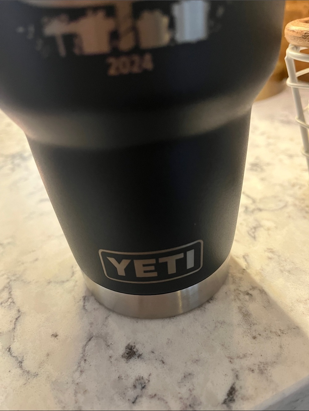 Yeti Black Stainless Tumbler with Holiday Tree Graphic - Picture 4 of 4